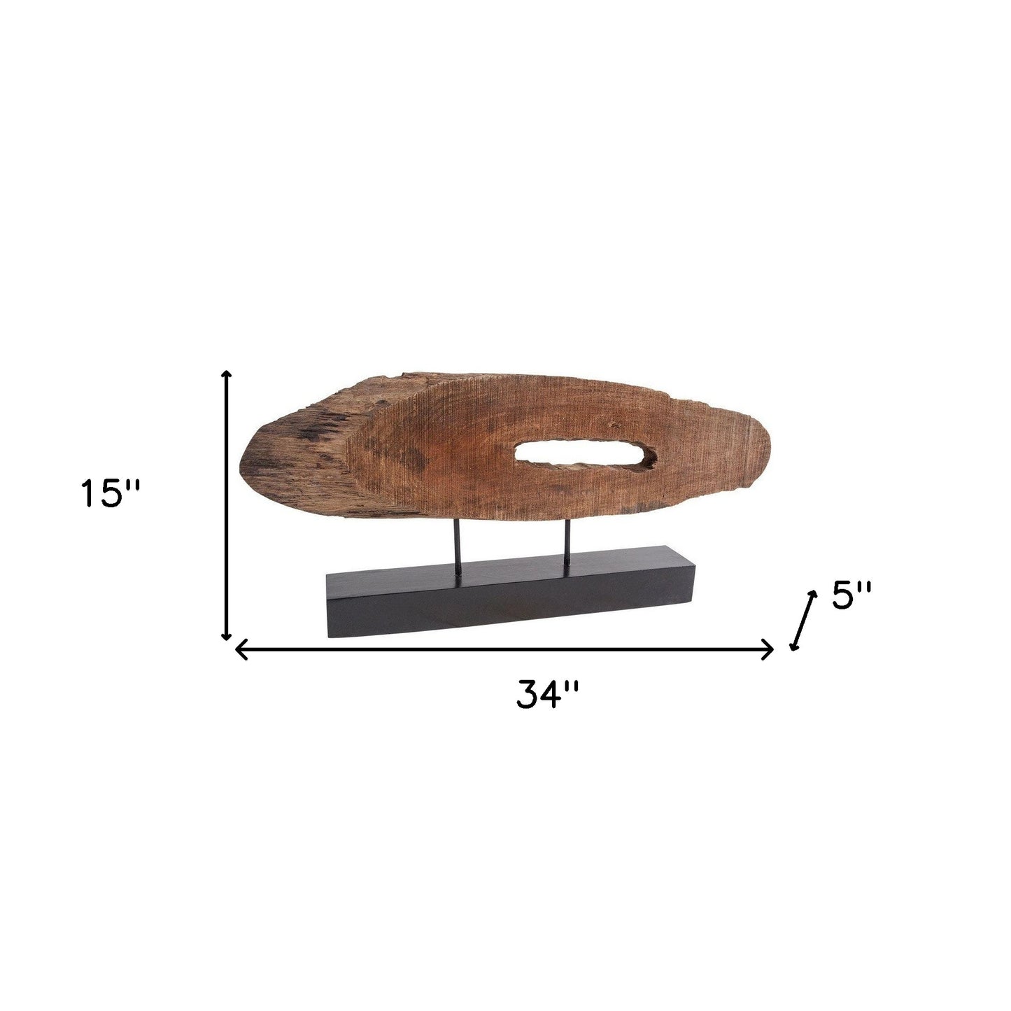 Brown Oval Shaped Wooden Sculpture