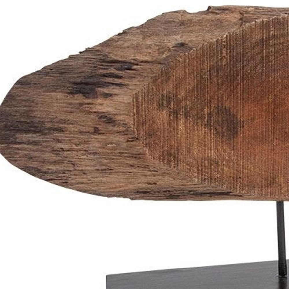 Brown Oval Shaped Wooden Sculpture