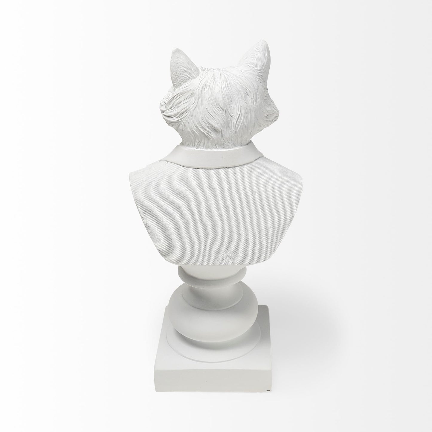 White Resin Suited Fox Bust Decor Piece