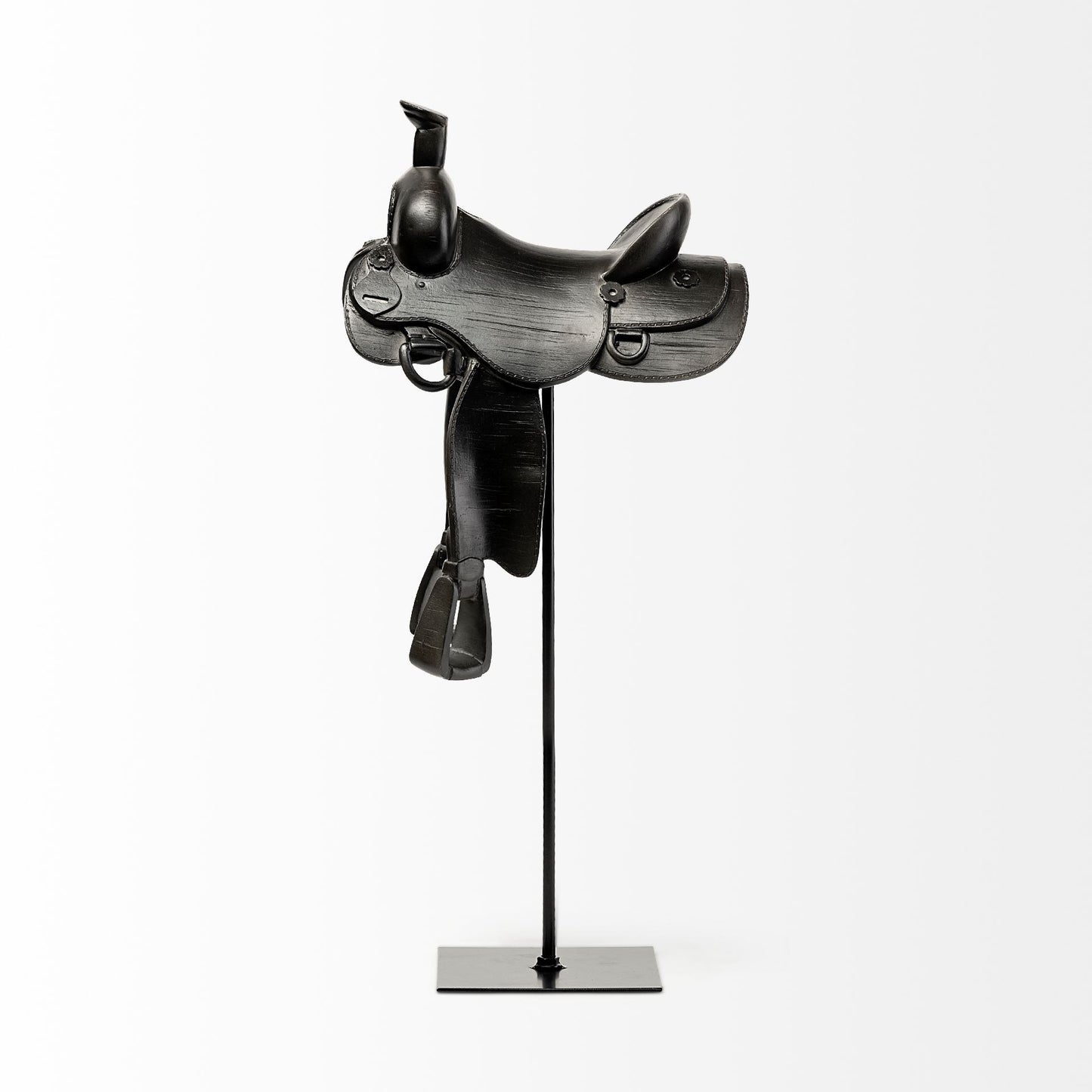 Black Western Horse Saddle Sculpture