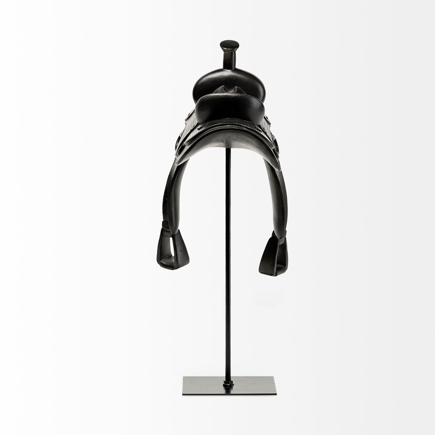 Black Western Horse Saddle Sculpture