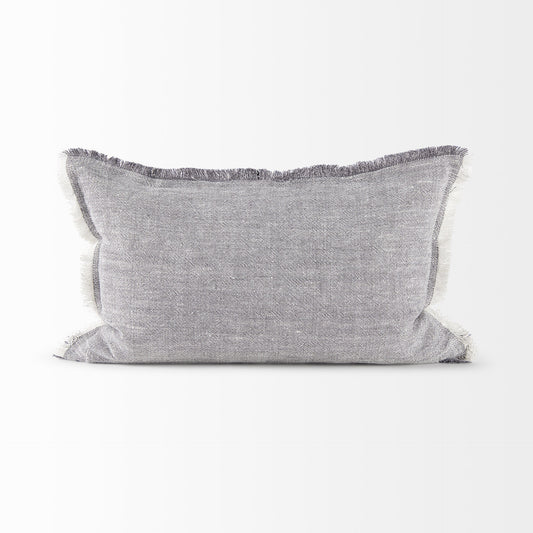 Light Gray Fringed Lumbar Throw Pillow Cover
