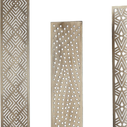 Set Of Three Gold Patterened Decor Pieces