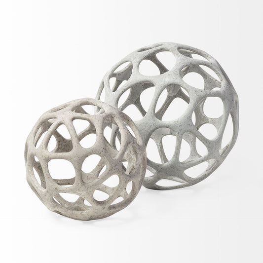 Light Gray Metal Hollow Orb Sculpture