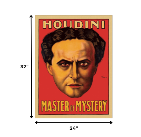 24" X 32" Houdini Master Of Mystery Vintage Magic Poster Wall Art