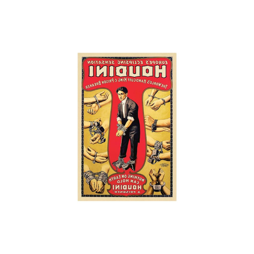 16" X 24" Houdini Handcuff King Vintage Magic Poster Wall Art