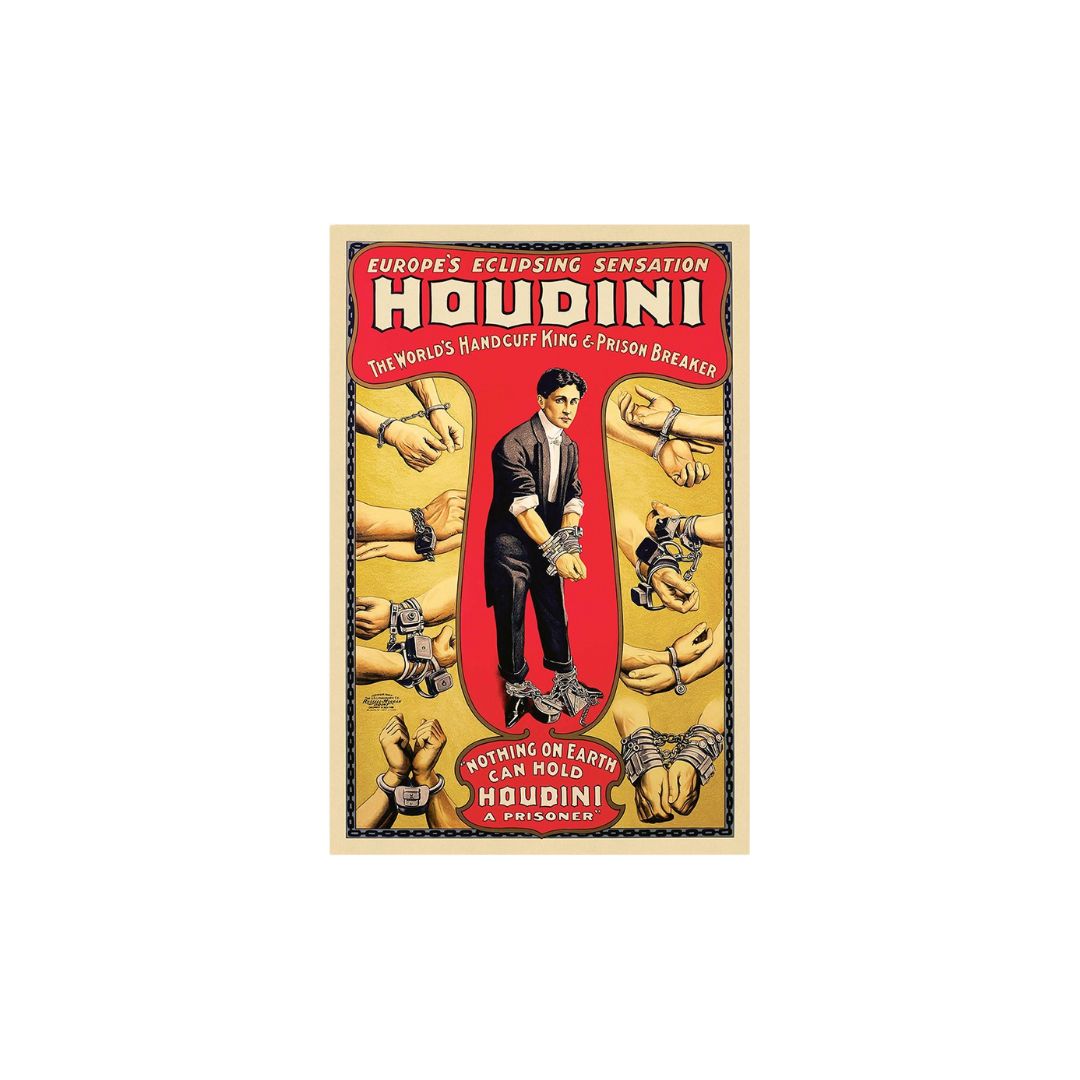 16" X 24" Houdini Handcuff King Vintage Magic Poster Wall Art