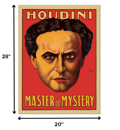 20" X 28" Houdini Master Of Mystery Vintage Magic Poster Wall Art