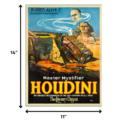 Master Mystifier Houdini Vintage Magic Unframed Print Wall Art