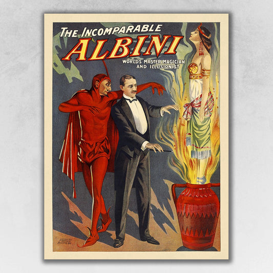 36" X 48" The Incomparable Albini Vintage Magic Poster Wall Art