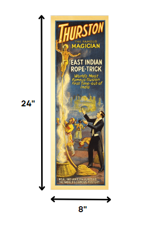 8" X 24" Thurston Rope Trick Vintage Magic Poster Wall Art