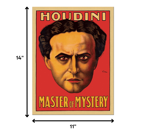 11" X 14" Houdini Master Of Mystery Vintage Magic Poster Wall Art