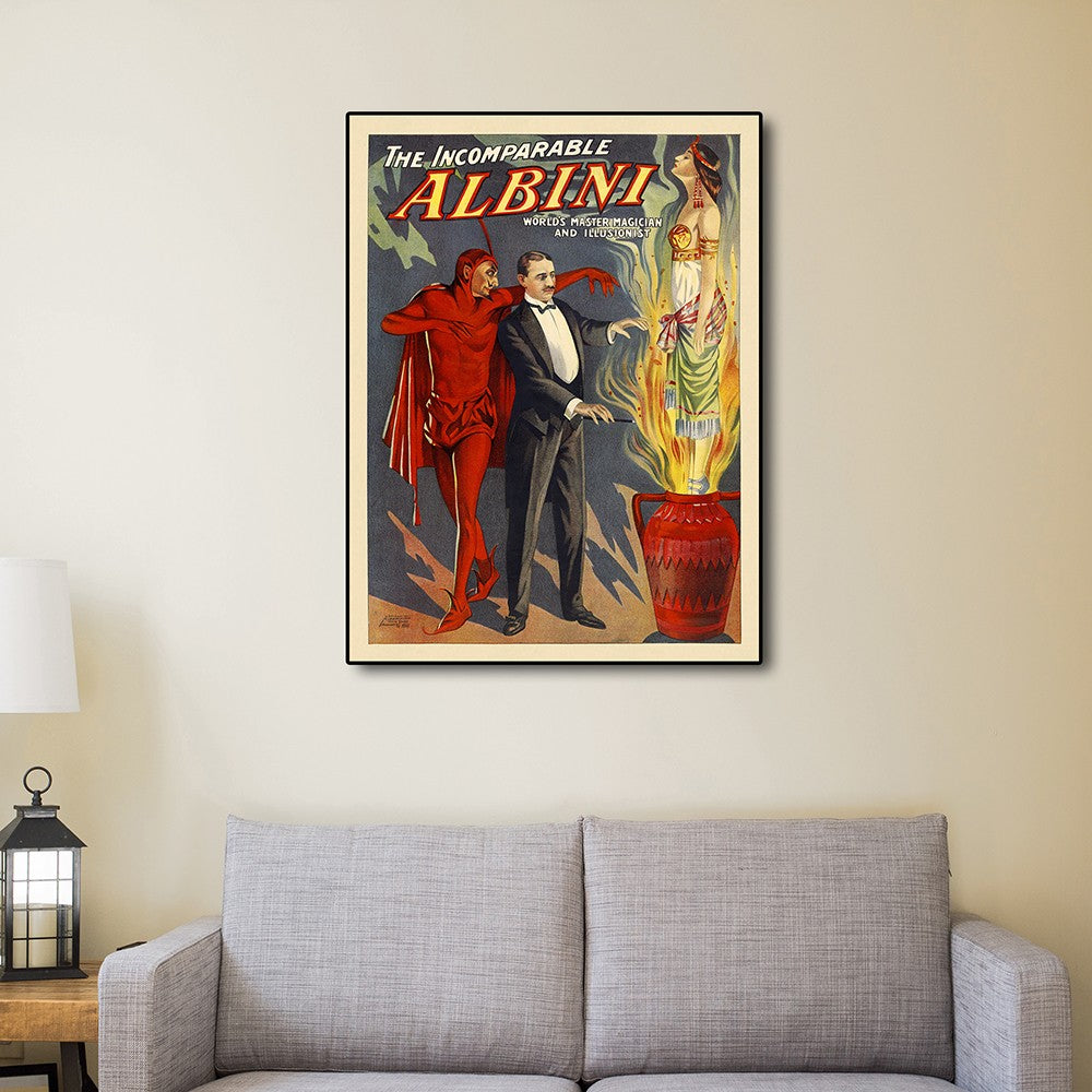 20" X 28" The Incomparable Albini Vintage Magic Poster Wall Art