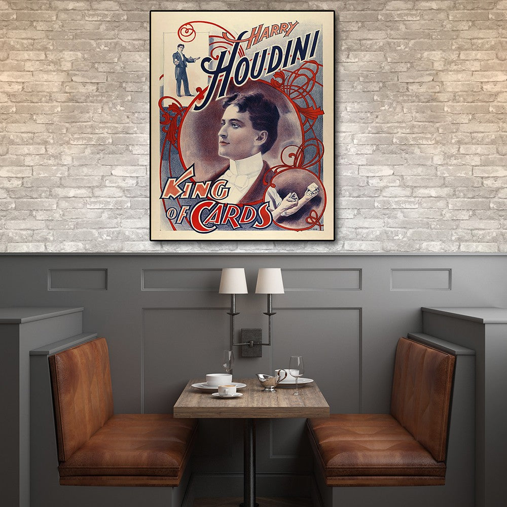 8.5" X 11" Houdini King Of Cards Vintage Magic Poster Wall Art