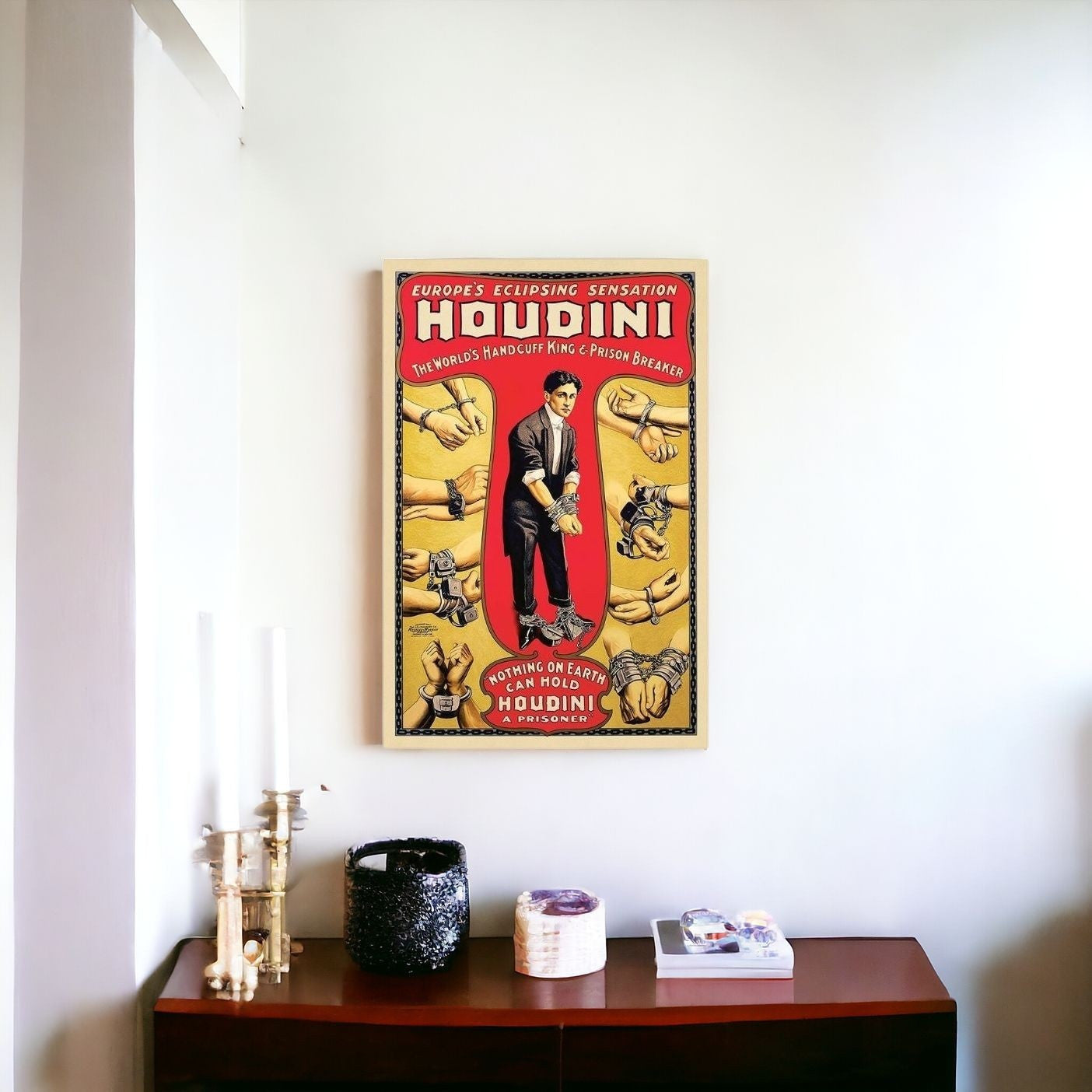 12" X 18" Houdini Handcuff King Vintage Magic Poster Wall Art