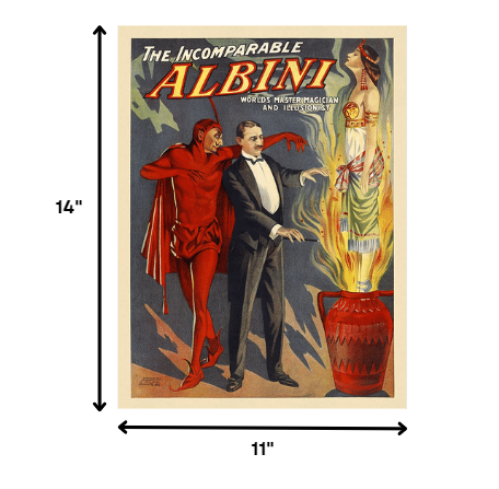 11" X 14" The Incomparable Albini Vintage Magic Poster Wall Art