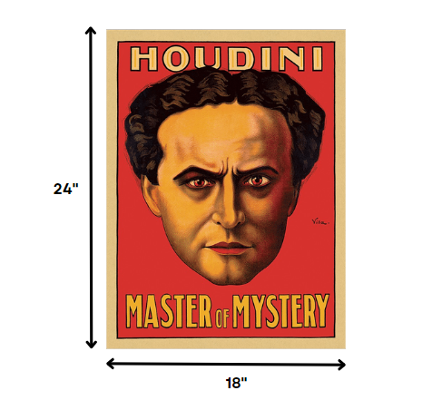 18" X 24" Houdini Master Of Mystery Vintage Magic Poster Wall Art