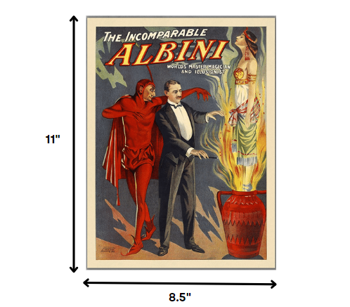 8.5" X 11" The Incomparable Albini Vintage Magic Poster Wall Art