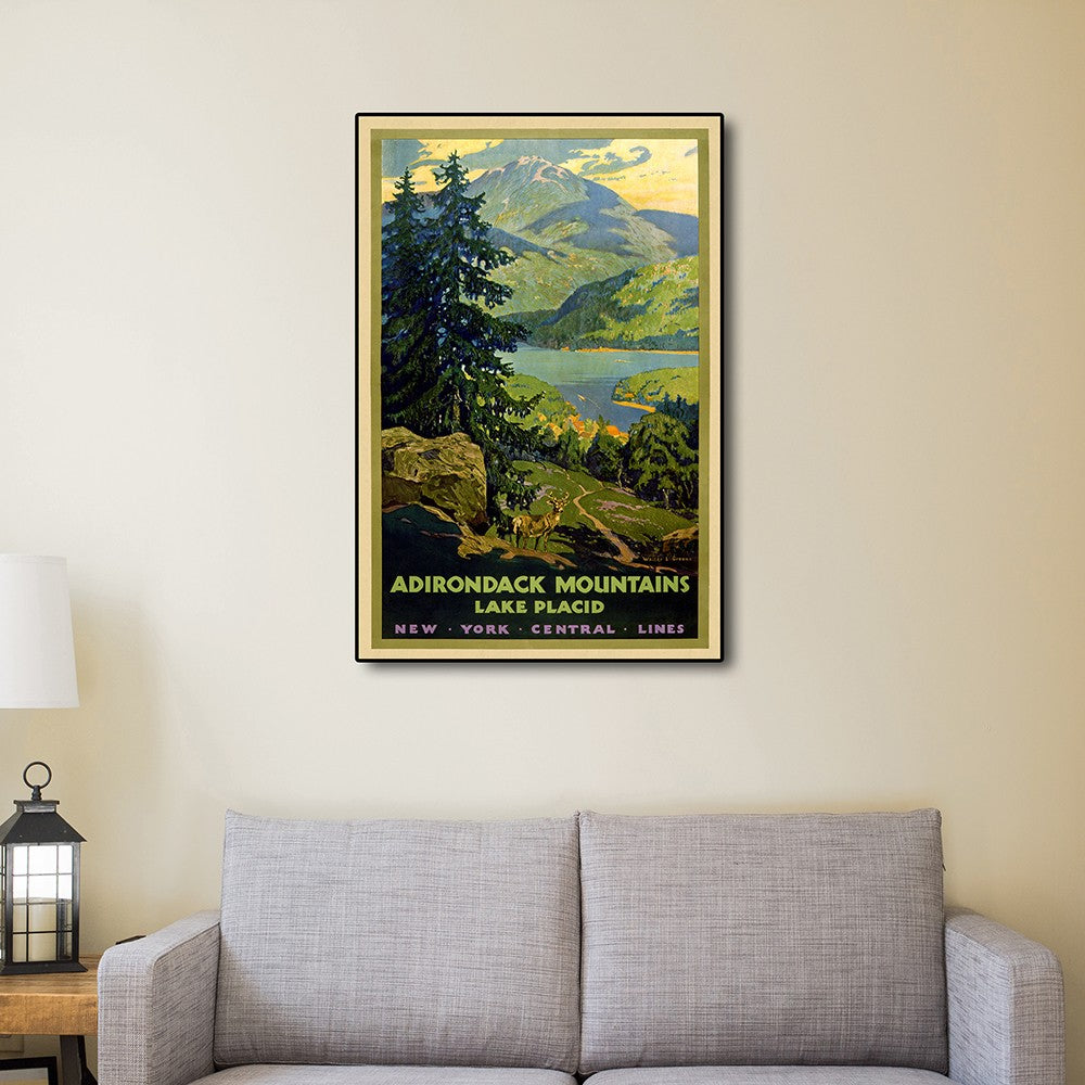 12" X 18" Vintage 1920S Adirondack Mountains Wall Art