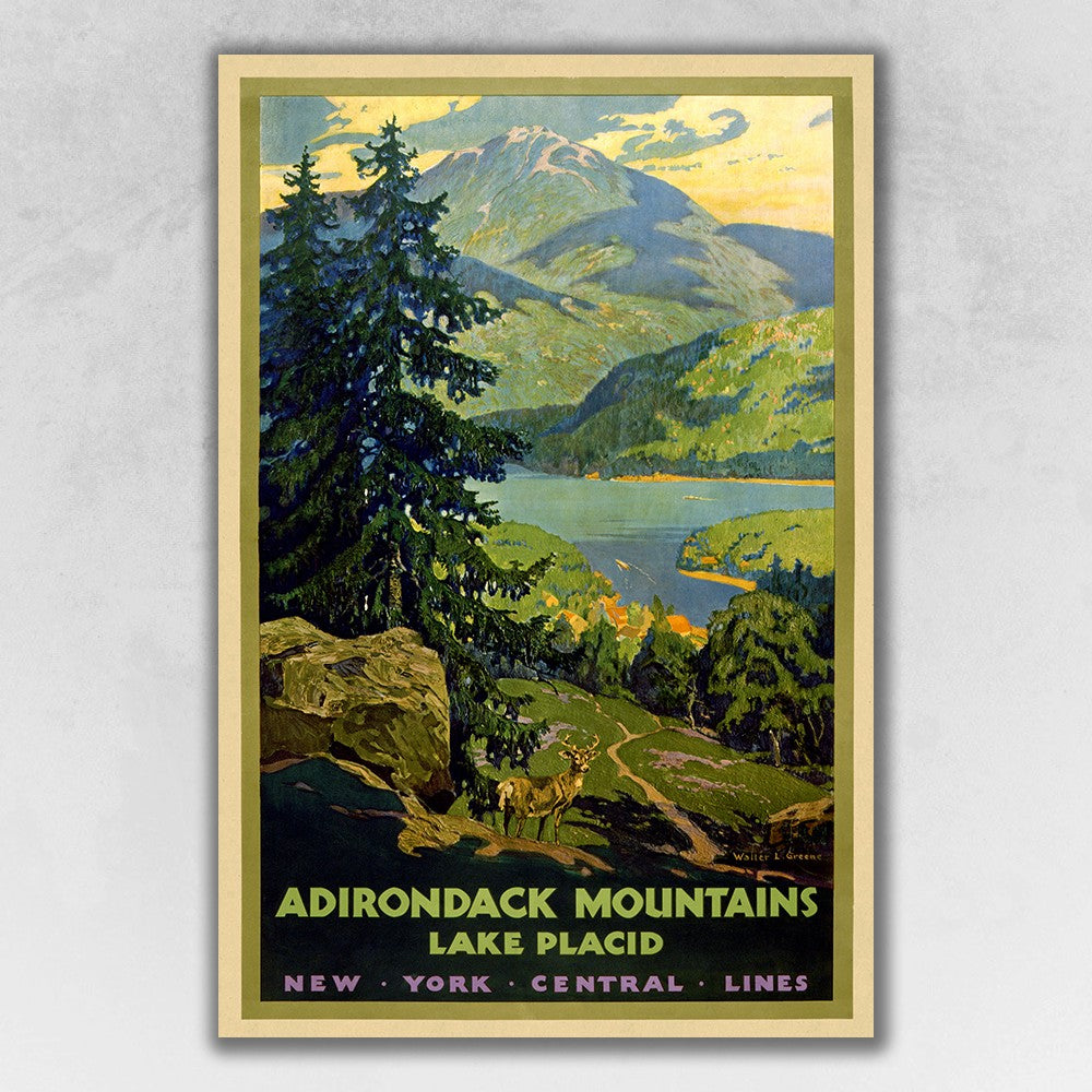 12" X 18" Vintage 1920S Adirondack Mountains Wall Art