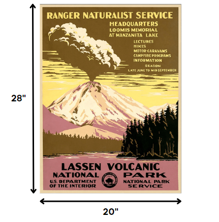 20" X 28" Lassen Volcanic National Park Vintage Travel Poster Wall Art