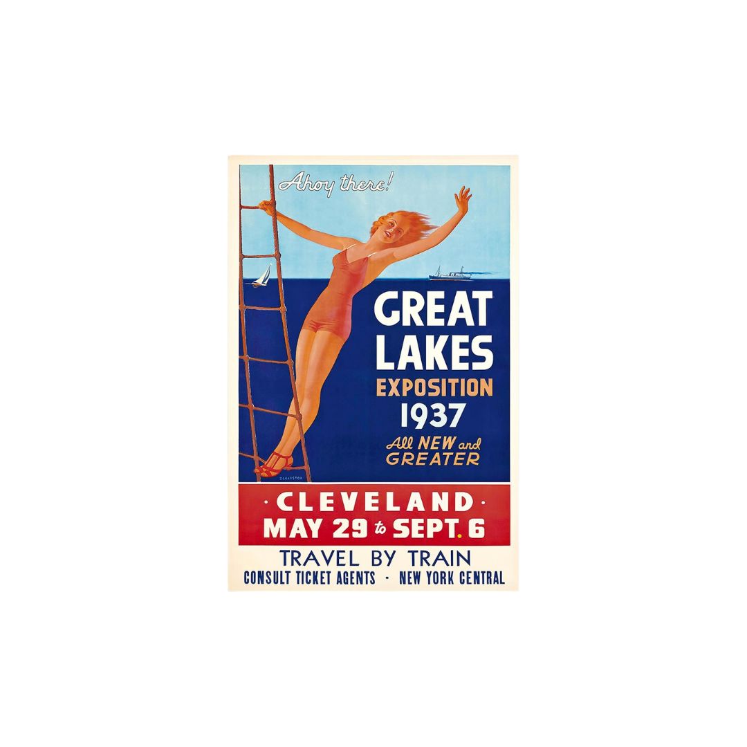 20" X 30" Great Lakes 1937 Vintage Travel Poster Wall Art