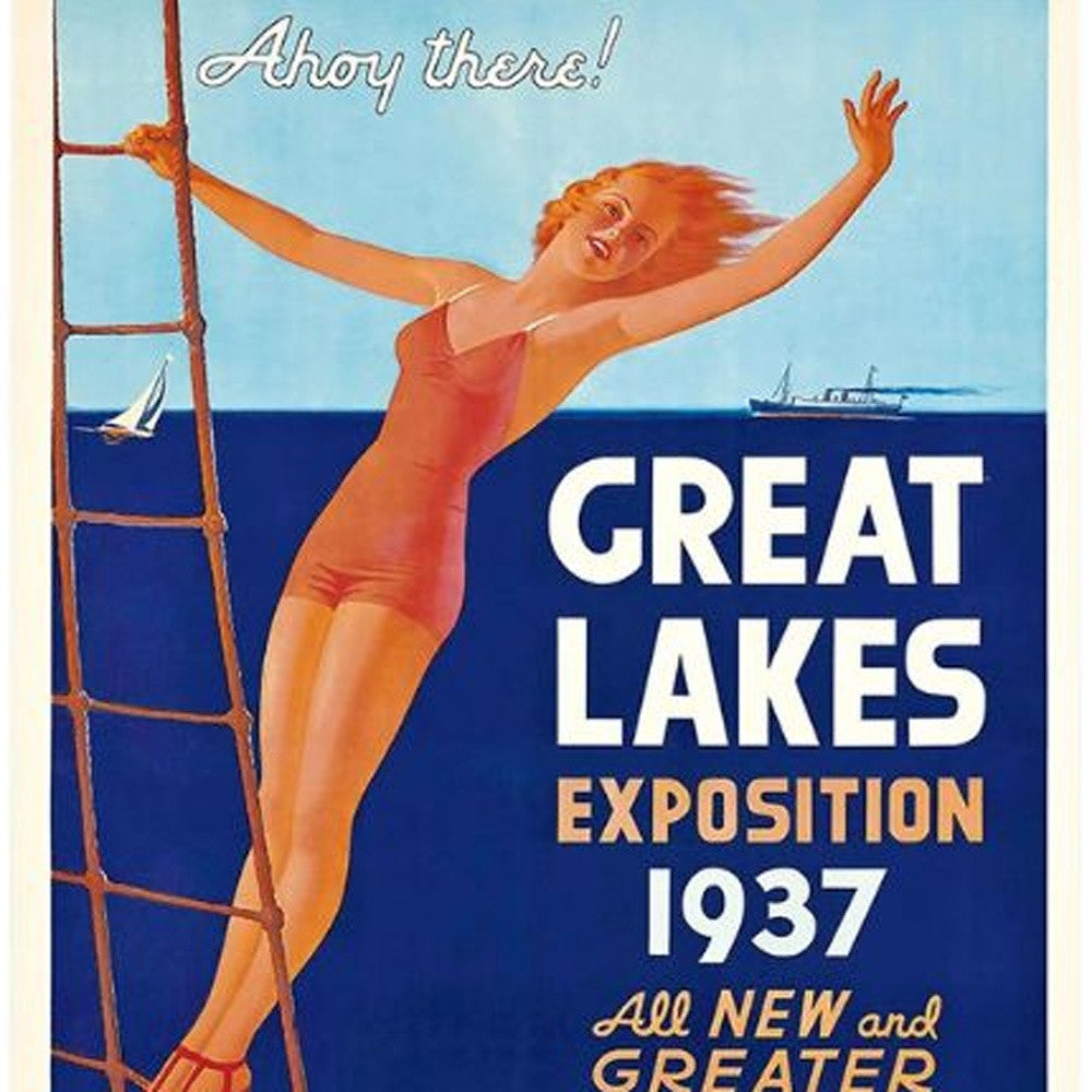 20" X 30" Great Lakes 1937 Vintage Travel Poster Wall Art