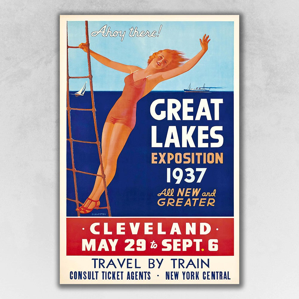 20" X 30" Great Lakes 1937 Vintage Travel Poster Wall Art