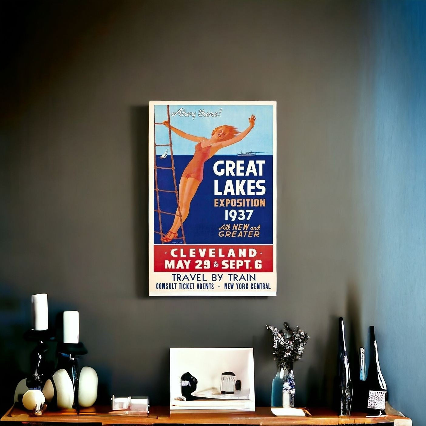 20" X 30" Great Lakes 1937 Vintage Travel Poster Wall Art