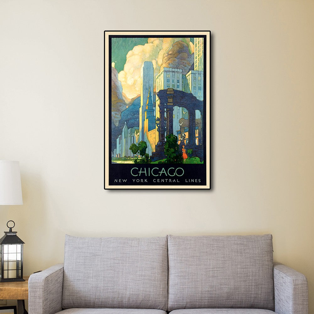 20" X 30" Vintage 1929 Chicago Michigan Ave Travel Poster Wall Art