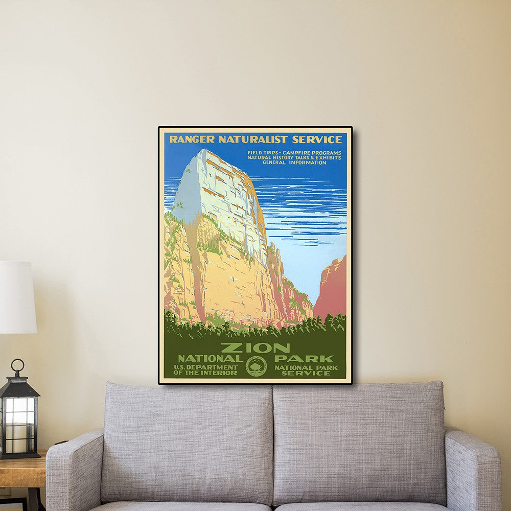 36" x 48" Zion National Park c1938 Vintage Travel Poster Wall Art