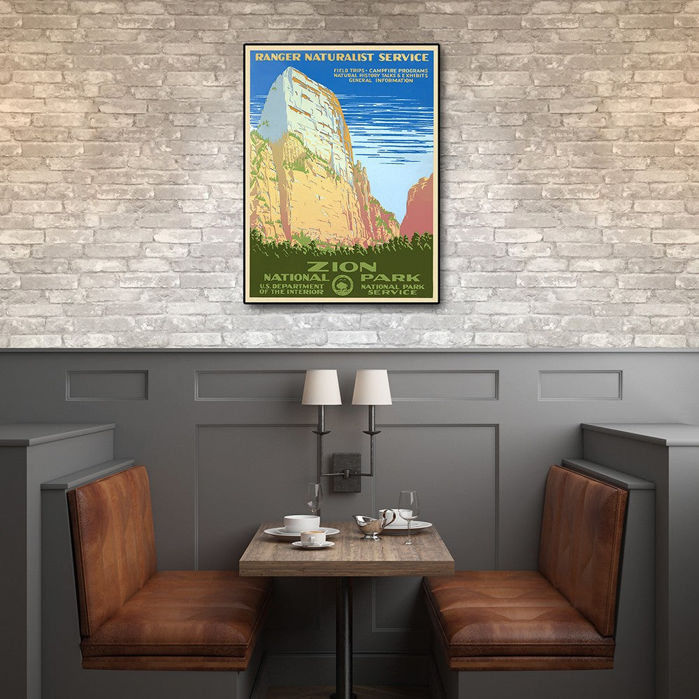 11" x 14" Zion National Park c1938 Vintage Travel Poster Wall Art