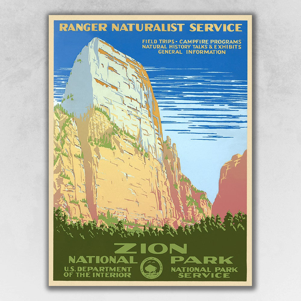 20" x 28" Zion National Park c1938 Vintage Travel Poster Wall Art