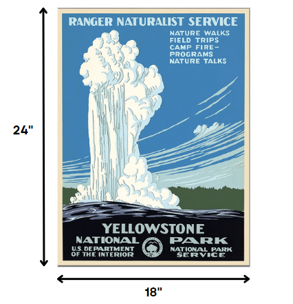 18" x 24" Yellowstone National Park c1938 Vintage Travel Poster Wall Art