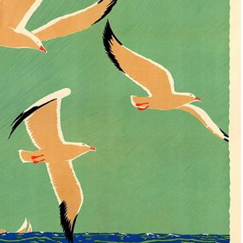 20" X 30"Birds Over Lake Michigan C1929 Vintage Travel Poster Wall Art