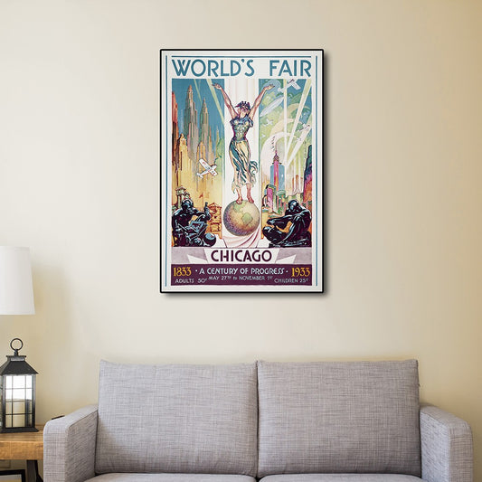 12" x 18" Vintage 1933 Chicago Worlds Fair Wall Art