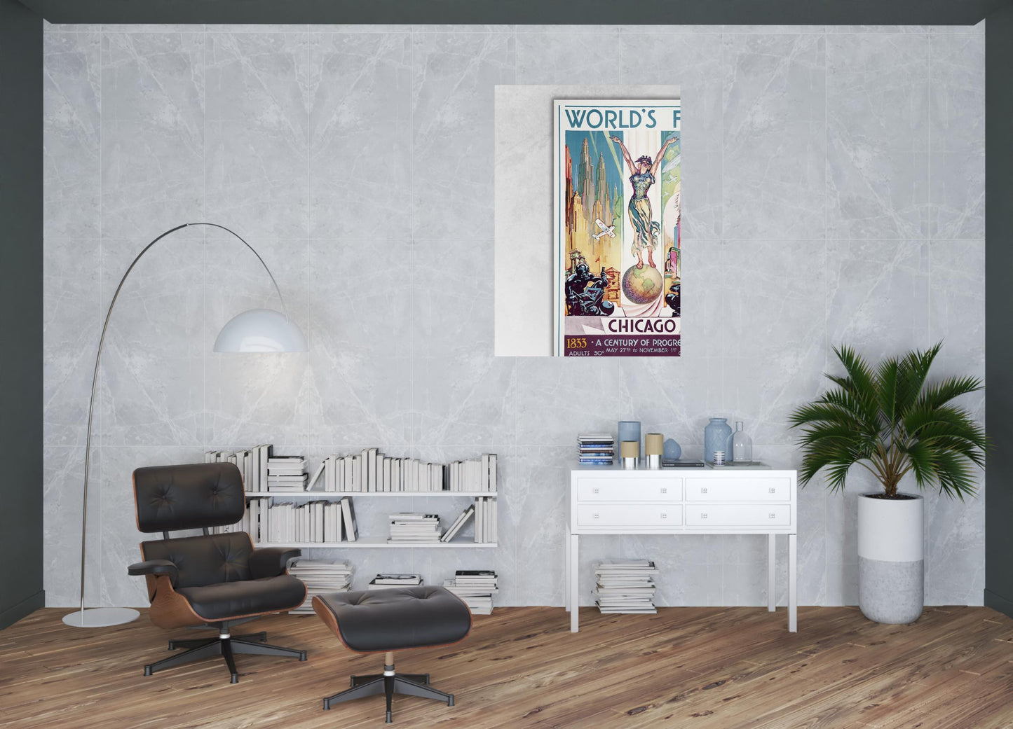 36" x 54" Vintage 1933 Chicago Worlds Fair Wall Art