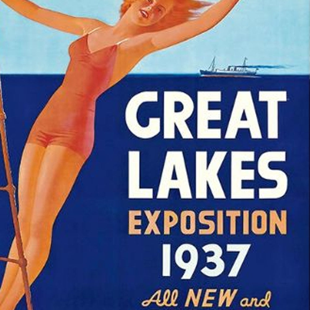 9" X 12" Great Lakes 1937 Vintage Travel Poster Wall Art