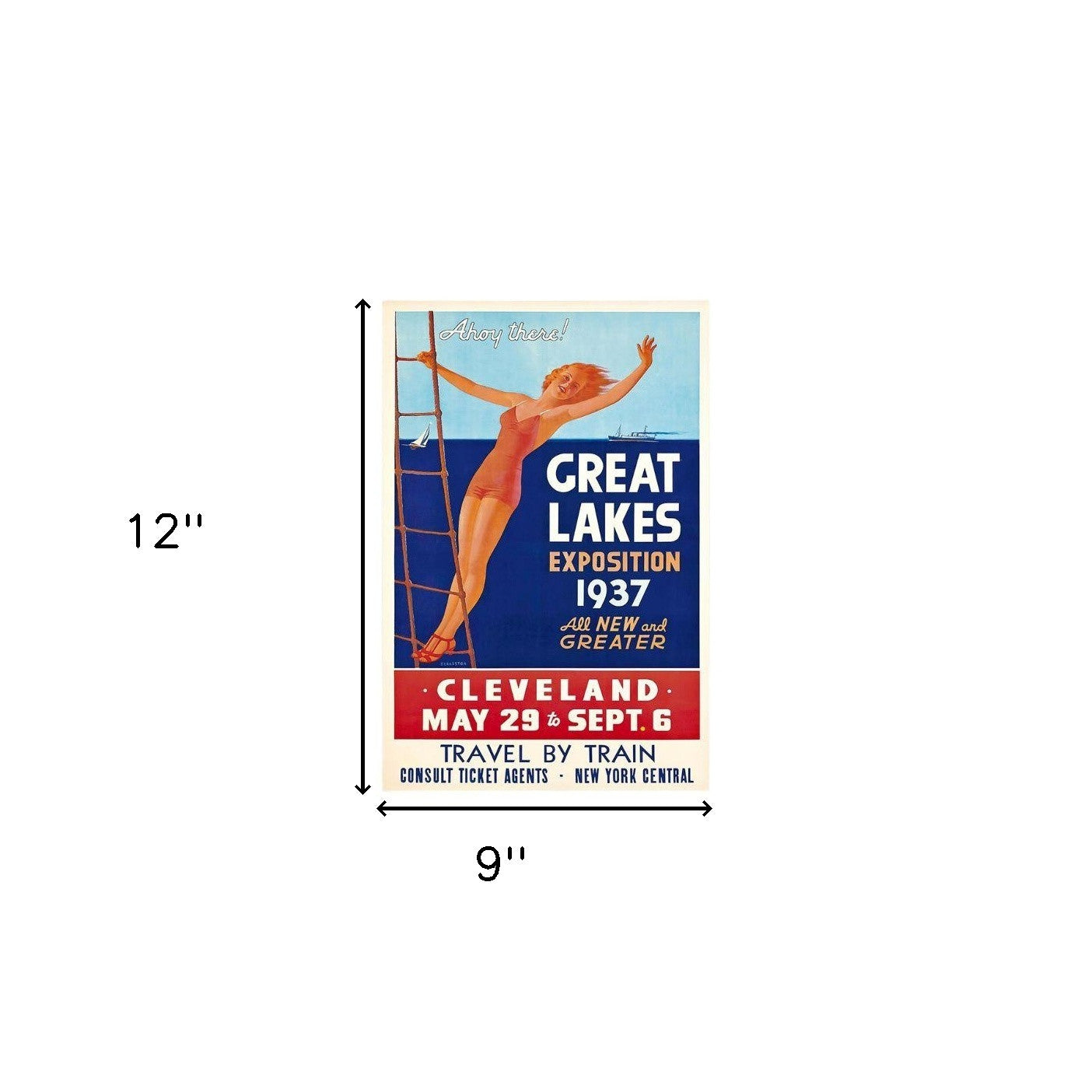 9" X 12" Great Lakes 1937 Vintage Travel Poster Wall Art