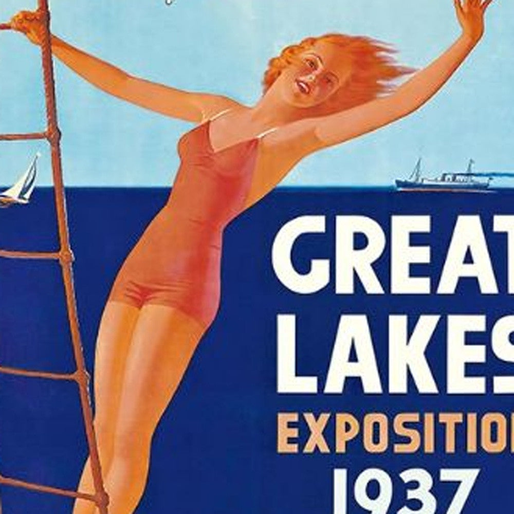 9" X 12" Great Lakes 1937 Vintage Travel Poster Wall Art