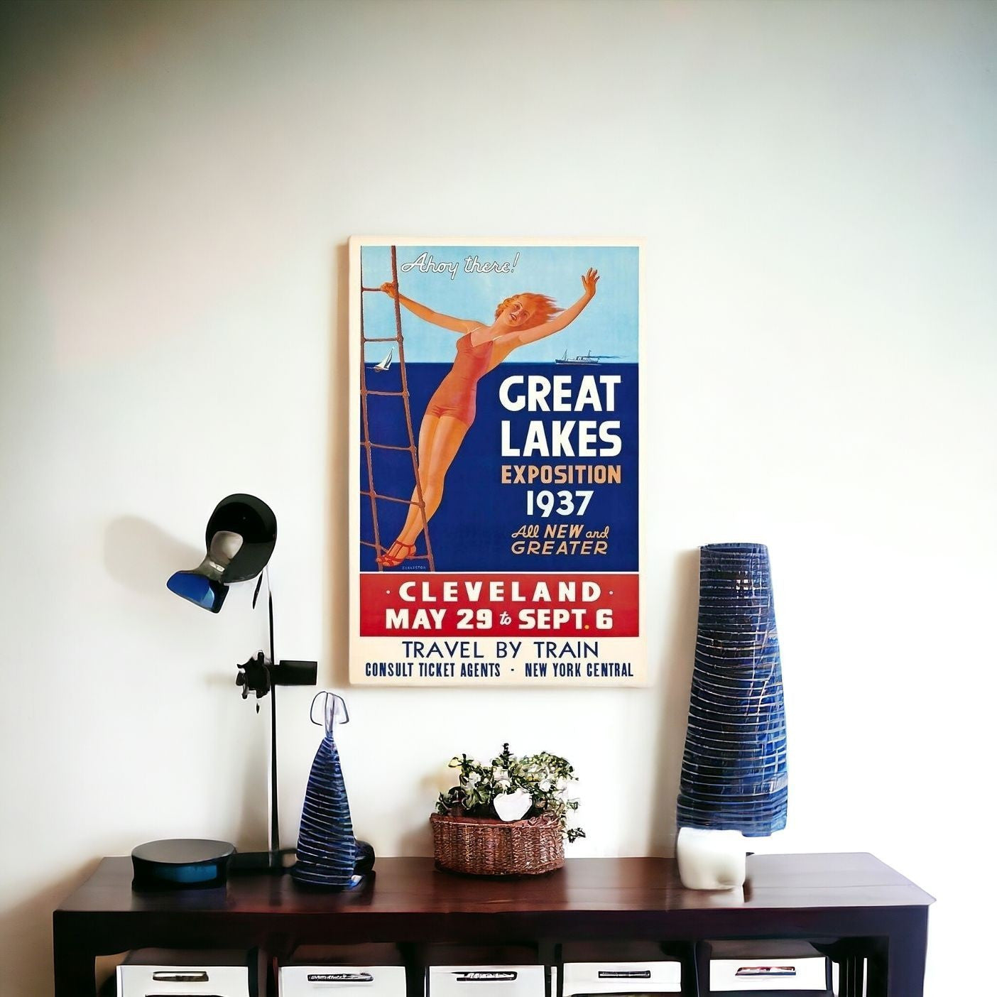 12" X 18" Great Lakes 1937 Vintage Travel Poster Wall Art