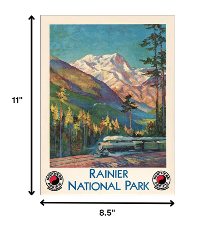 8.5" X 11" Rainier National Park C1920S Vintage Travel Poster Wall Art