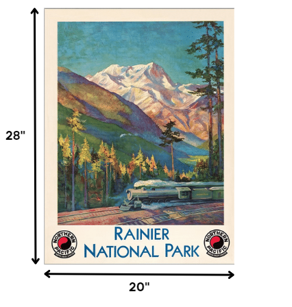 20" X 28" Rainier National Park C1920S Vintage Travel Poster Wall Art