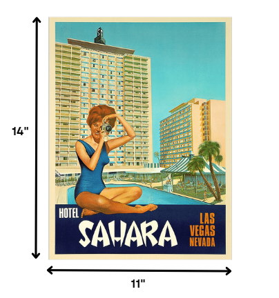 11" X 14" Hotel Sahara C1960S Las Vegas Vintage Travel Poster Wall Art