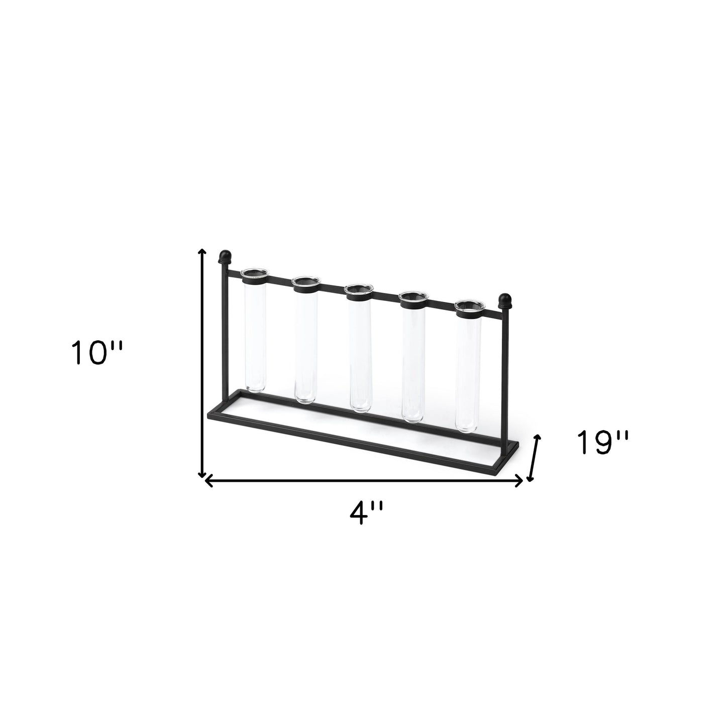 Black Metal Five Test Tube Vase
