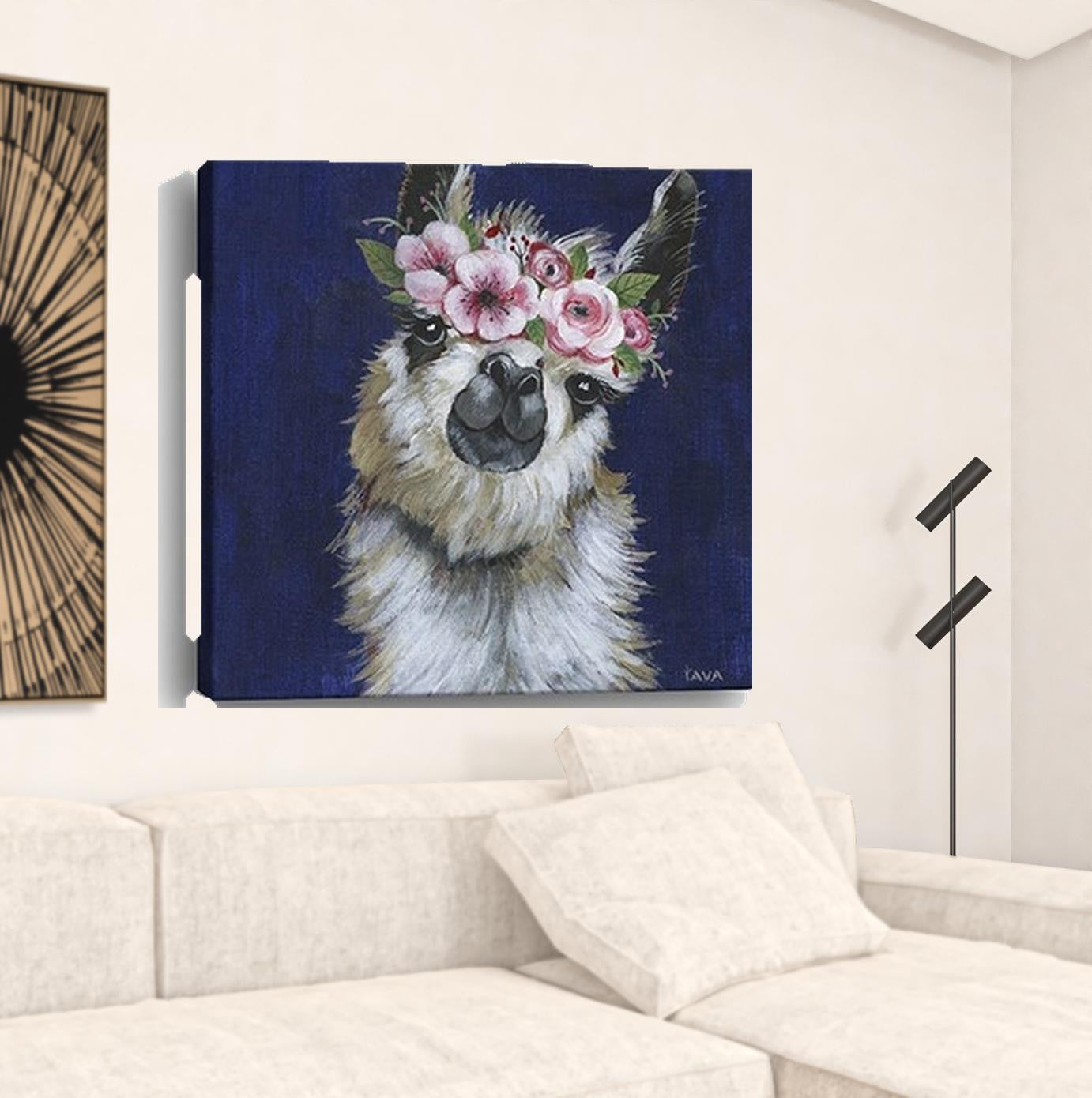 Watercolor Flower Llama Unframed Print Wall Art