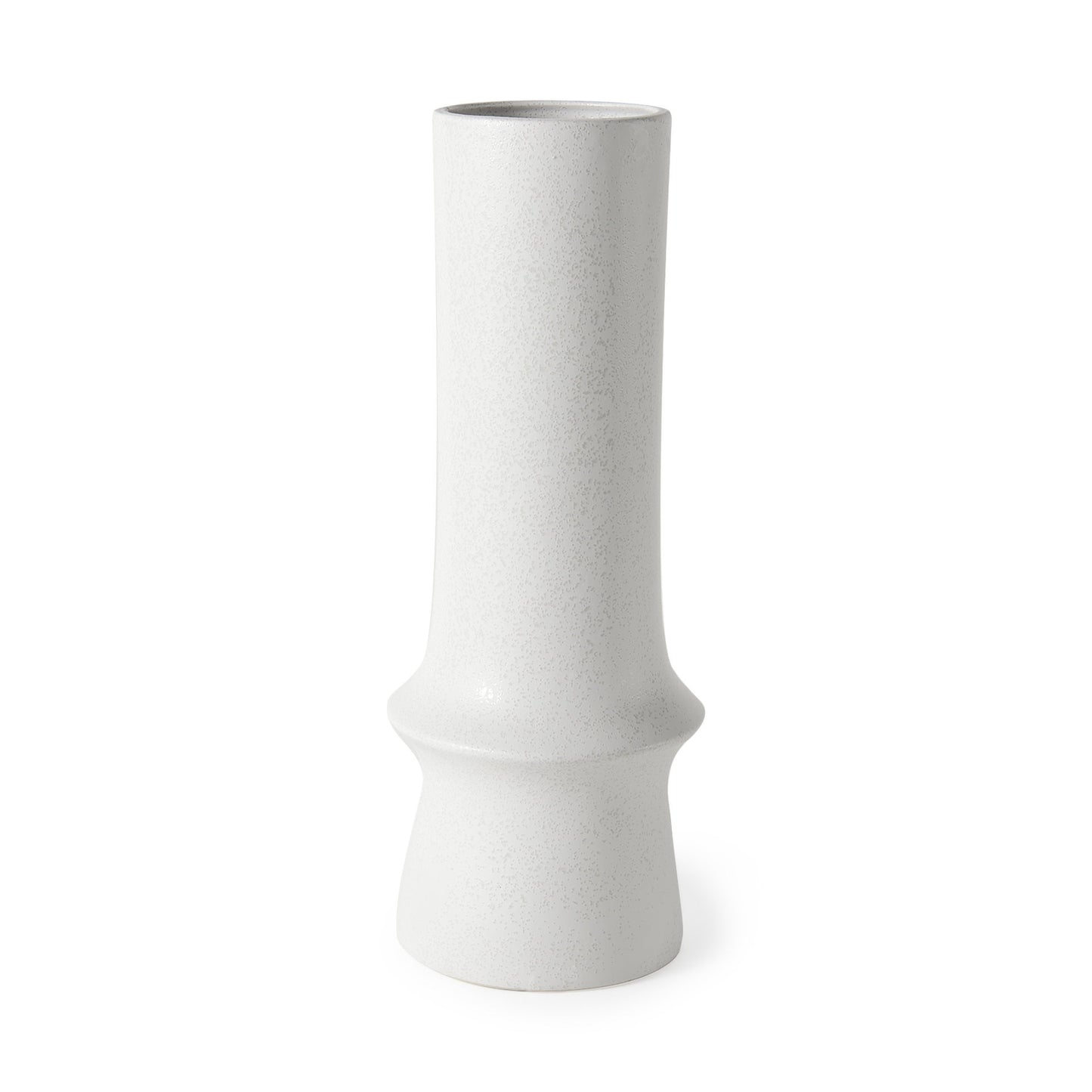 17" White Contempo Deco Ceramic Vase