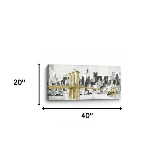 Nyc Golden Bridge Skyline Unframed Print Wall Art