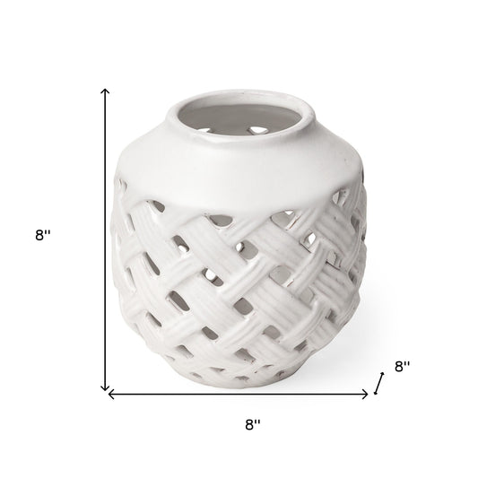 White Ceramic Latticed Vase