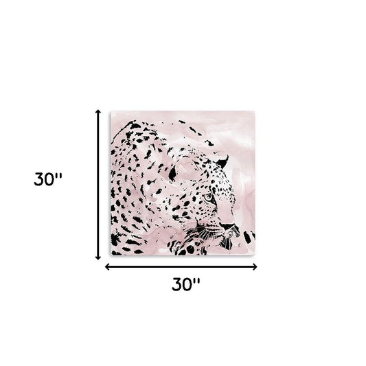 Pink Laying Leopard Unframed Print Wall Art